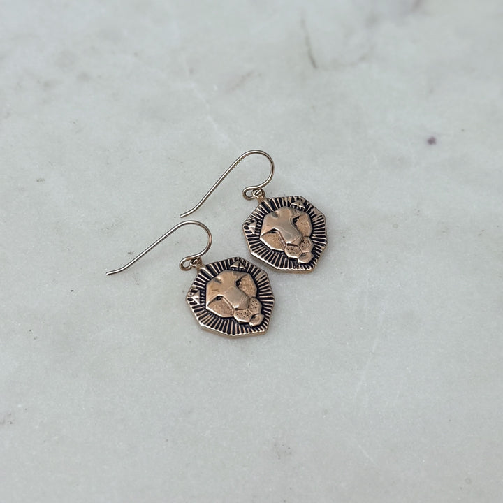 MIMOSA Handcrafted Bronze Lion Earrings