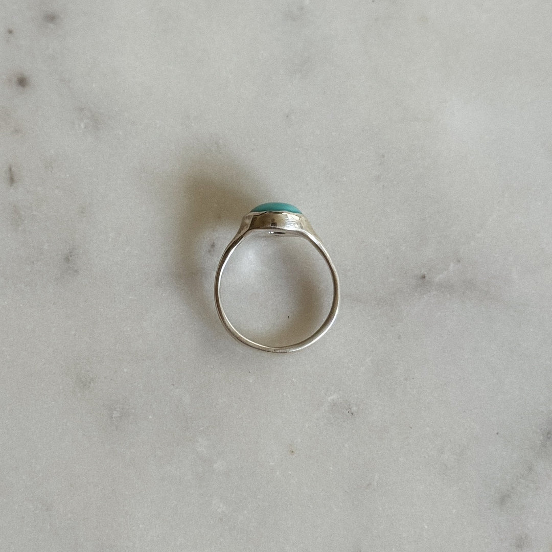 Silver Turquoise Gemstone Ring with Ten Millimeter Stone | MIMOSA Handcrafted