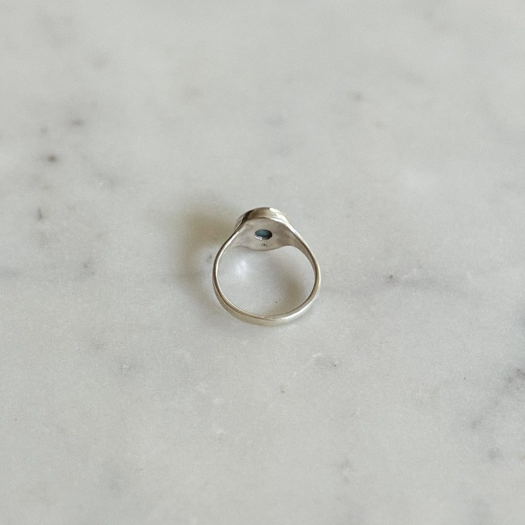 Silver Turquoise Gemstone Ring with Ten Millimeter Stone | MIMOSA Handcrafted