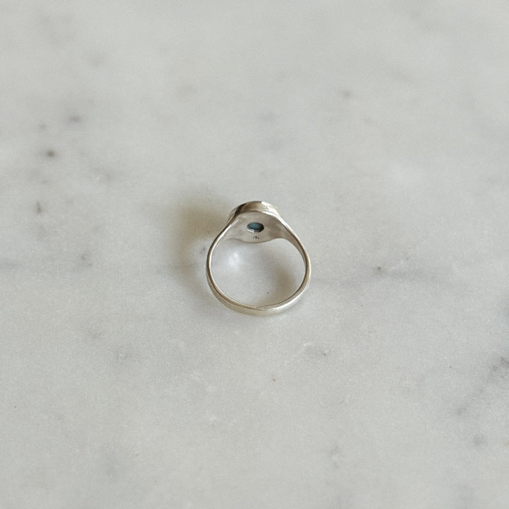 Silver Turquoise Gemstone Ring with Ten Millimeter Stone | MIMOSA Handcrafted