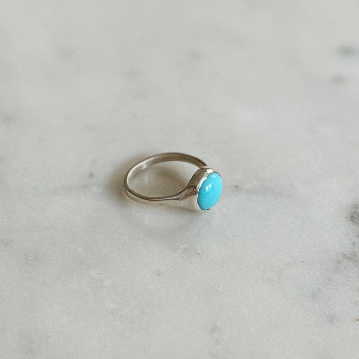 Silver Turquoise Gemstone Ring with Ten Millimeter Stone | MIMOSA Handcrafted