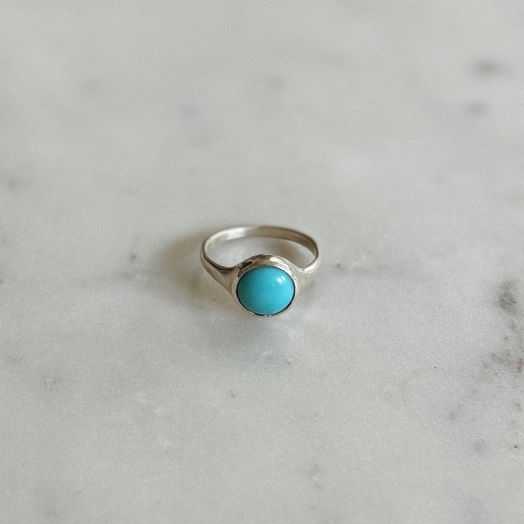 Silver Turquoise Gemstone Ring with Ten Millimeter Stone | MIMOSA Handcrafted