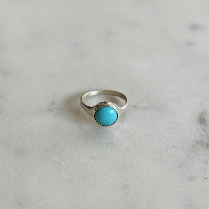 Silver Turquoise Gemstone Ring with Ten Millimeter Stone | MIMOSA Handcrafted