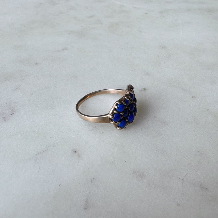 MIMOSA Handcrafted Bronze 13 Stone Lapis Ring