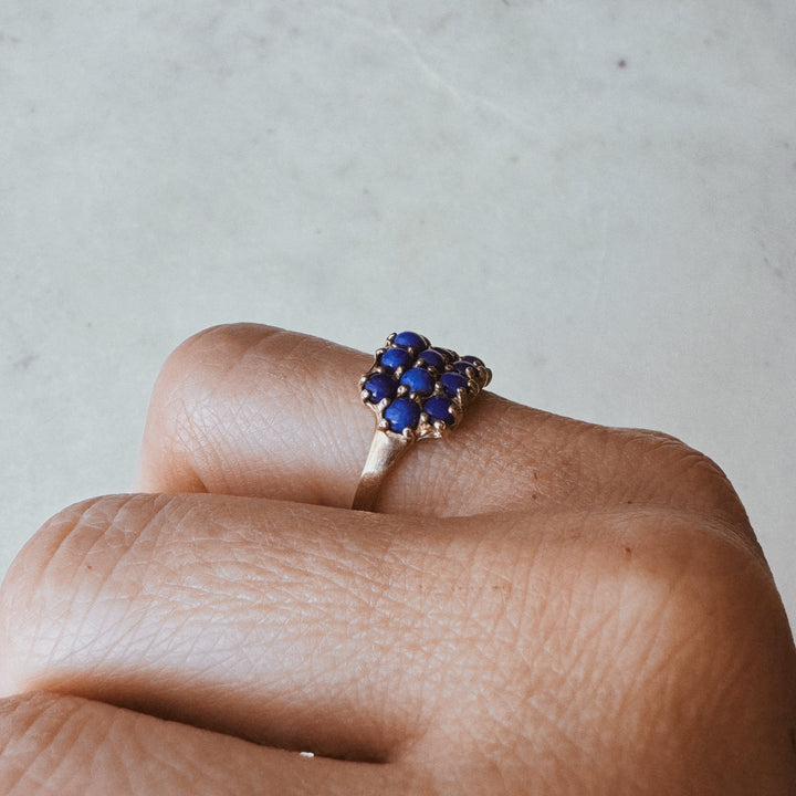 MIMOSA Handcrafted Bronze 13 Stone Lapis Ring