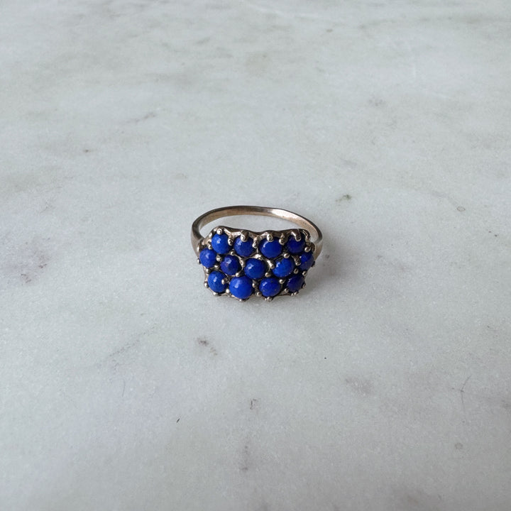 MIMOSA Handcrafted Bronze 13 Stone Lapis Ring