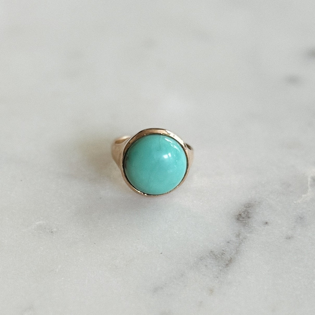 Bronze Turquoise Gemstone Ring with Fourteen Millimeter Stone | MIMOSA Handcrafted
