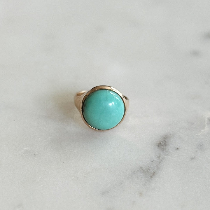 Bronze Turquoise Gemstone Ring with Fourteen Millimeter Stone | MIMOSA Handcrafted