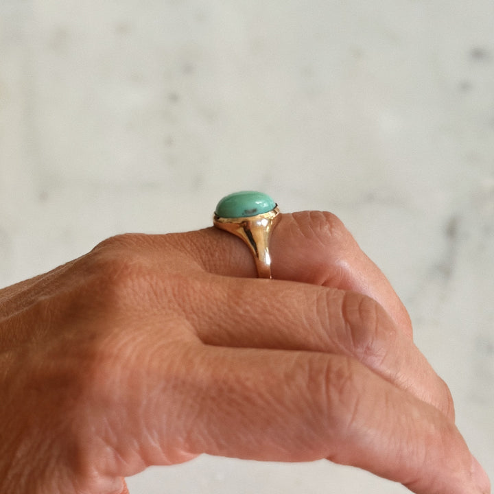 Bronze Turquoise Gemstone Ring with Fourteen Millimeter Stone | MIMOSA Handcrafted