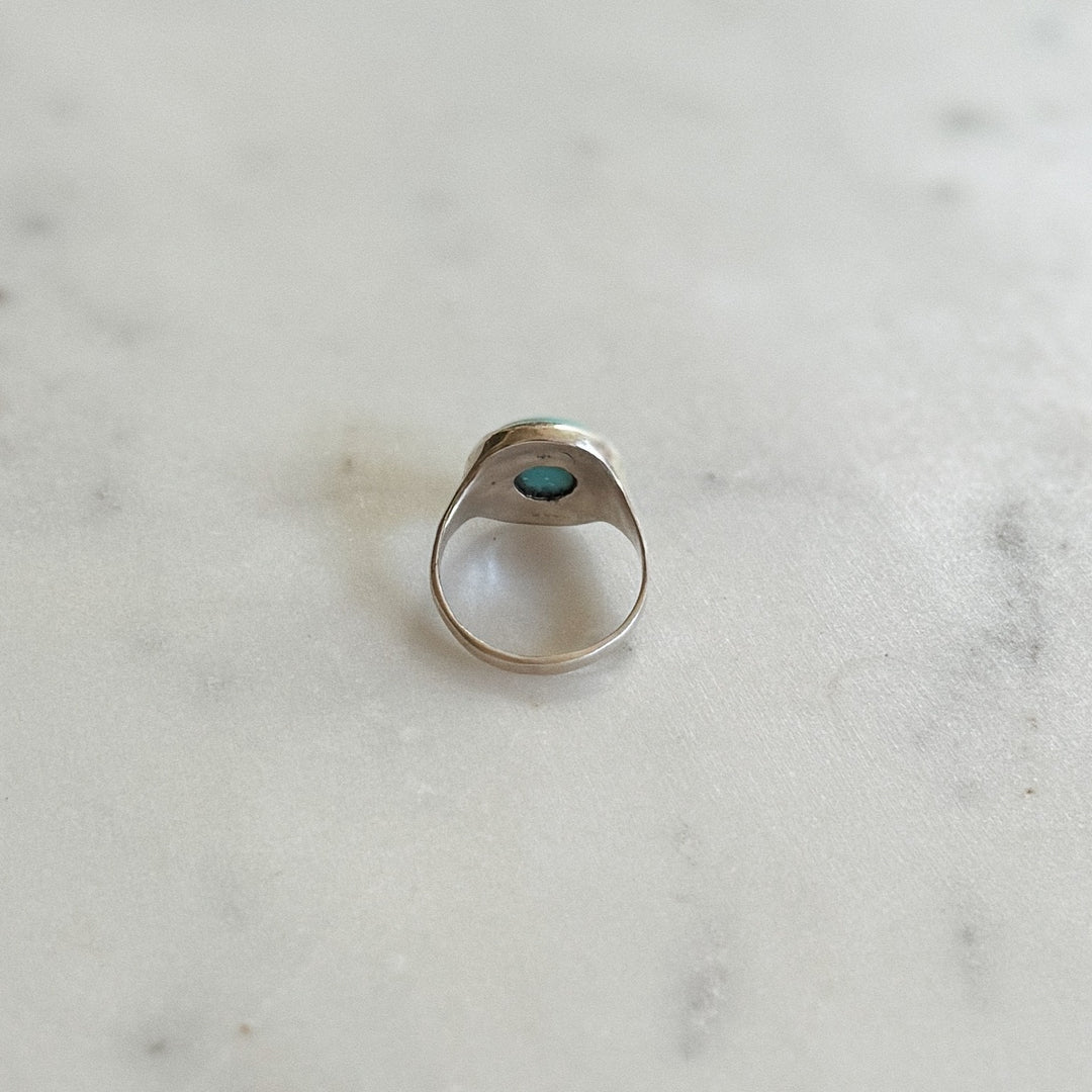 Silver Turquoise Gemstone Ring with Fourteen Millimeter Stone | MIMOSA Handcrafted