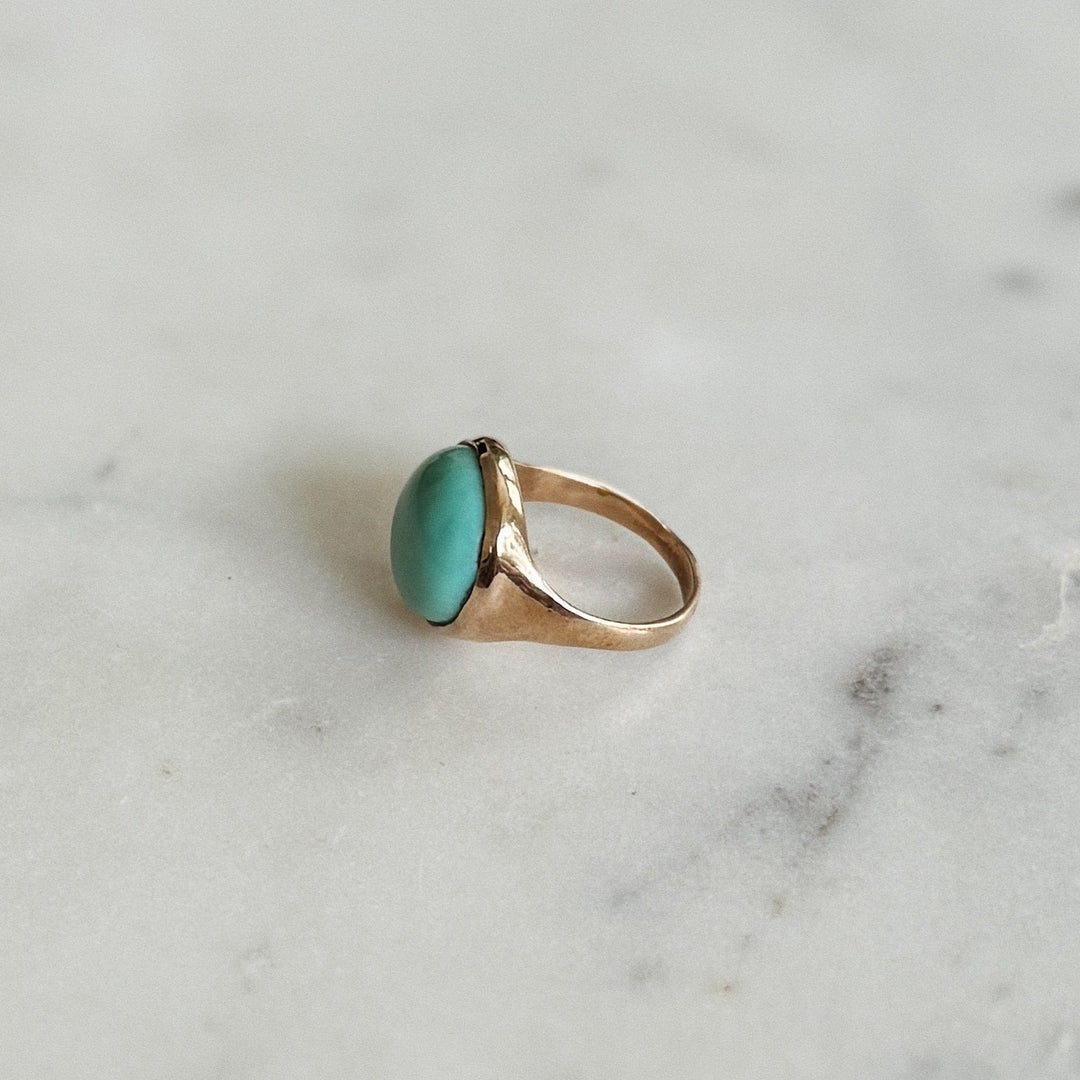 Bronze Turquoise Gemstone Ring with Fourteen Millimeter Stone | MIMOSA Handcrafted