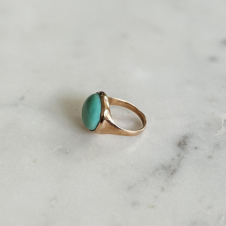 Bronze Turquoise Gemstone Ring with Fourteen Millimeter Stone | MIMOSA Handcrafted