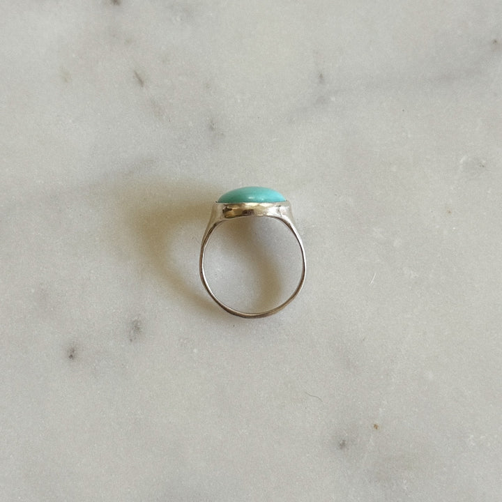 Silver Turquoise Gemstone Ring with Fourteen Millimeter Stone | MIMOSA Handcrafted