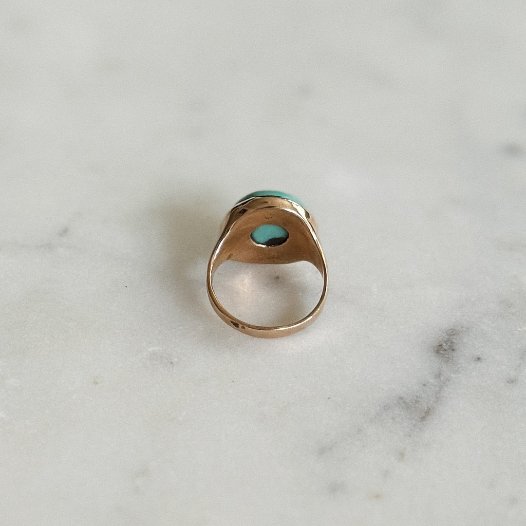Bronze Turquoise Gemstone Ring with Fourteen Millimeter Stone | MIMOSA Handcrafted