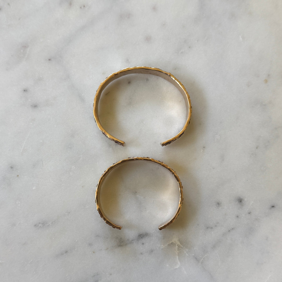 Handmade quilt square bracelets in bronze by MIMOSA Handcrafted