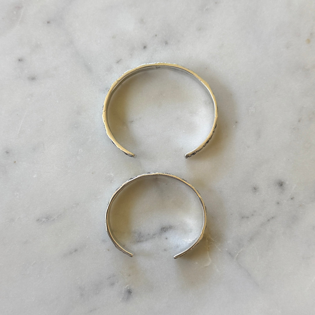 Handmade quilt square bracelets in sterling silver by MIMOSA Handcrafted