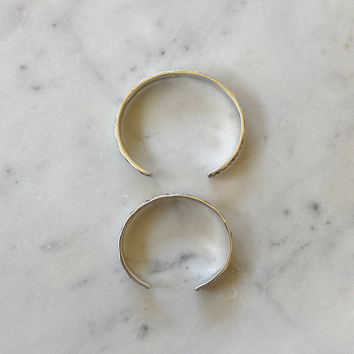 Handmade quilt square bracelets in sterling silver by MIMOSA Handcrafted