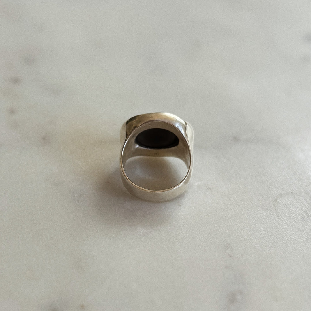 Silver Turquoise Gemstone Ring with Twenty Millimeter Stone | MIMOSA Handcrafted