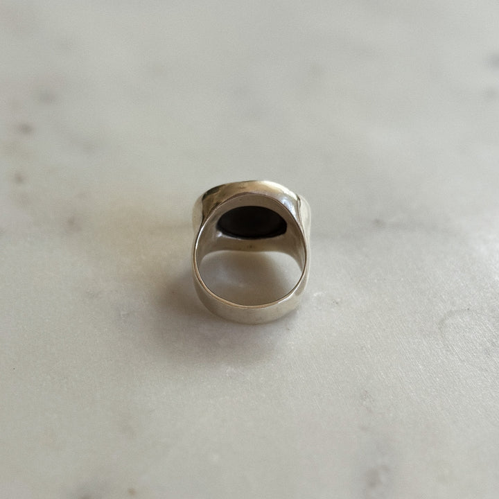 Silver Turquoise Gemstone Ring with Twenty Millimeter Stone | MIMOSA Handcrafted