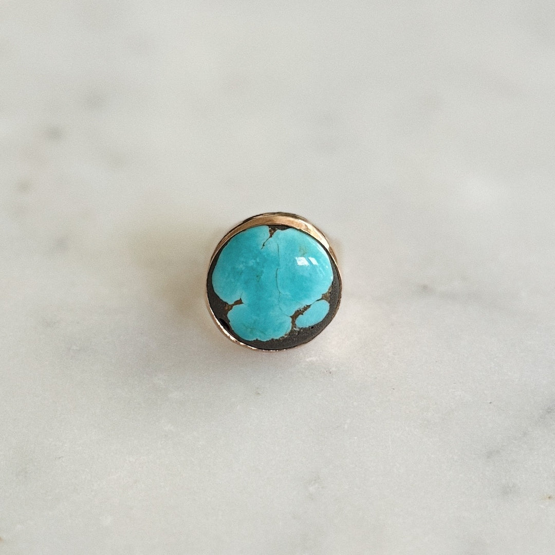 Bronze Turquoise Gemstone Ring with Twenty Millimeter Stone | MIMOSA Handcrafted