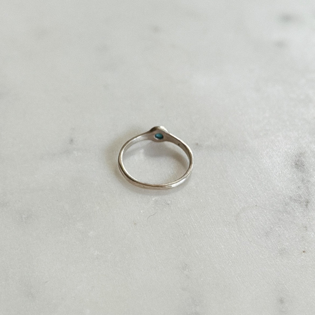 Silver Turquoise Gemstone Ring with Four Millimeter Stone | MIMOSA Handcrafted
