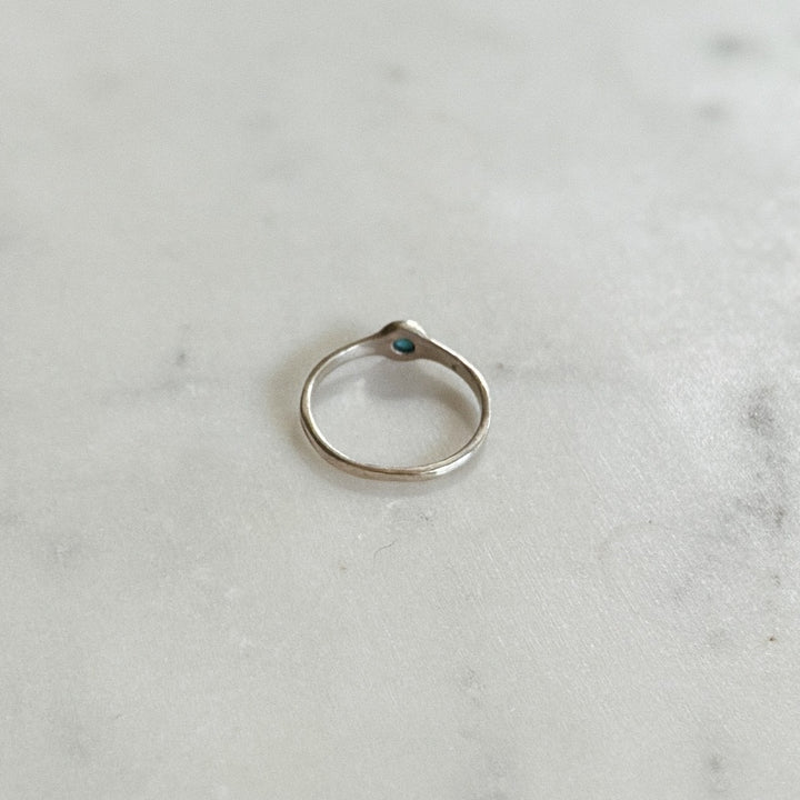 Silver Turquoise Gemstone Ring with Four Millimeter Stone | MIMOSA Handcrafted