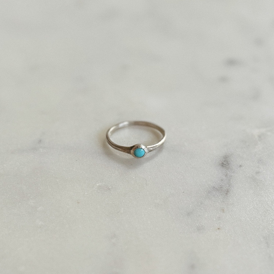 Silver Turquoise Gemstone Ring with Four Millimeter Stone | MIMOSA Handcrafted