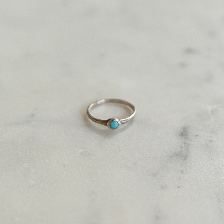 Silver Turquoise Gemstone Ring with Four Millimeter Stone | MIMOSA Handcrafted