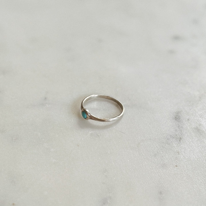 Silver Turquoise Gemstone Ring with Four Millimeter Stone | MIMOSA Handcrafted