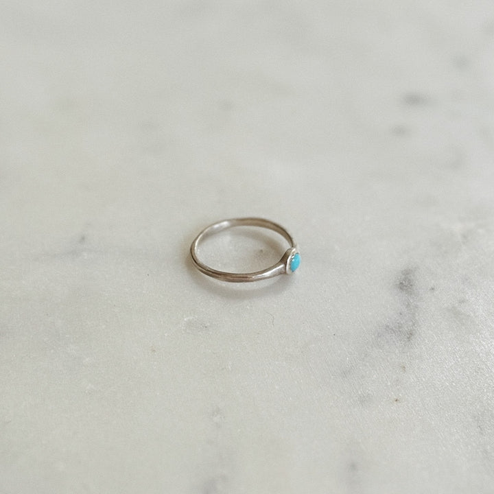 Silver Turquoise Gemstone Ring with Four Millimeter Stone | MIMOSA Handcrafted