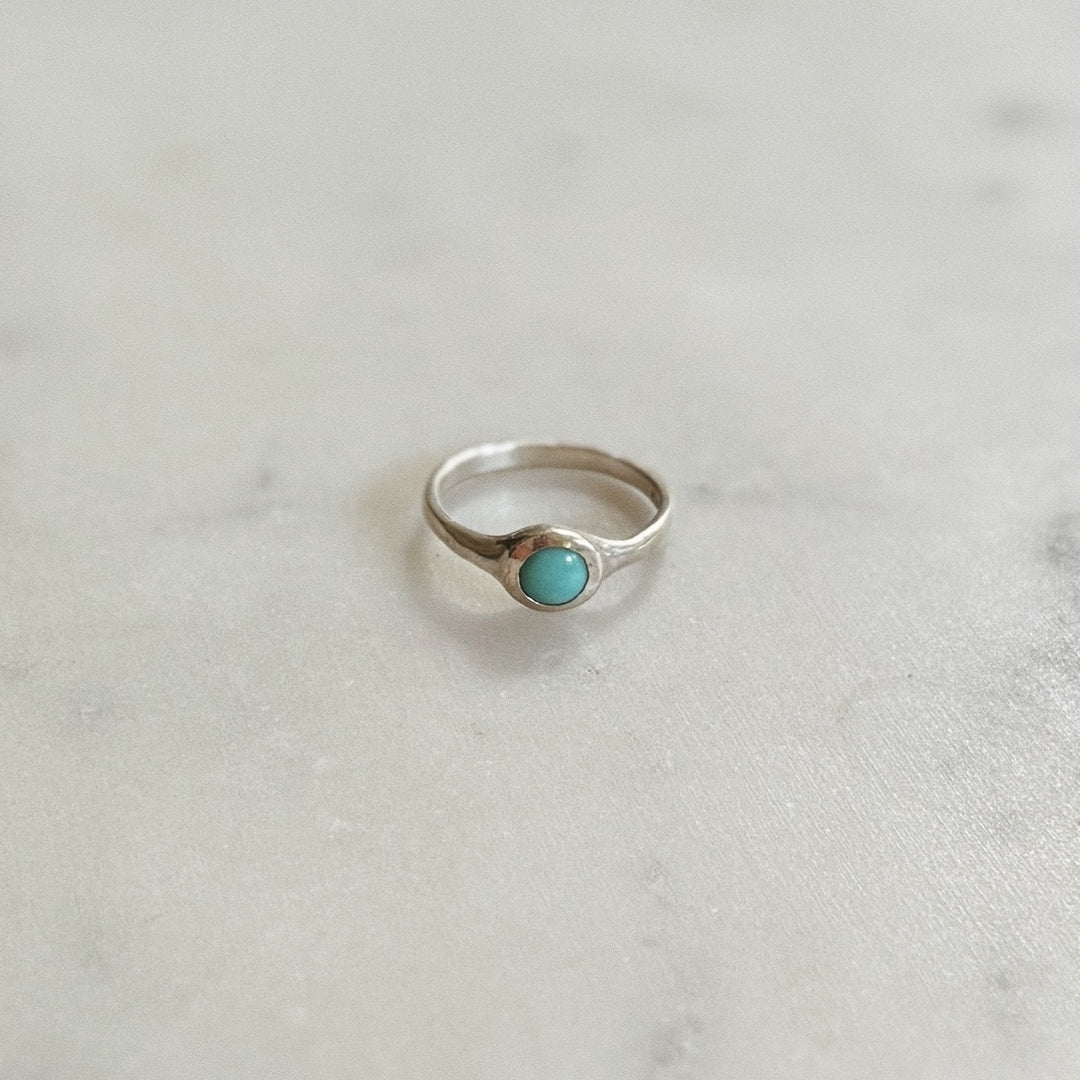 Silver Turquoise Gemstone Ring with Six Millimeter Stone | MIMOSA Handcrafted