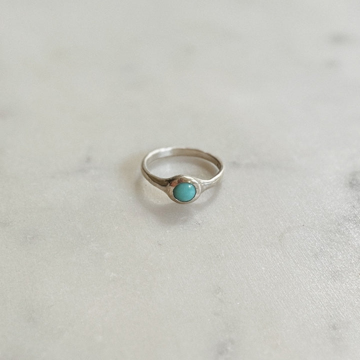 Silver Turquoise Gemstone Ring with Six Millimeter Stone | MIMOSA Handcrafted