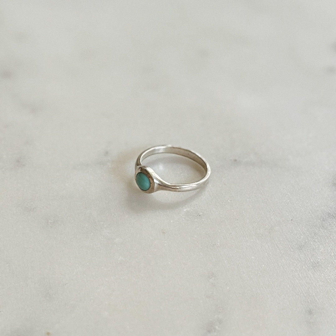 Silver Turquoise Gemstone Ring with Six Millimeter Stone | MIMOSA Handcrafted