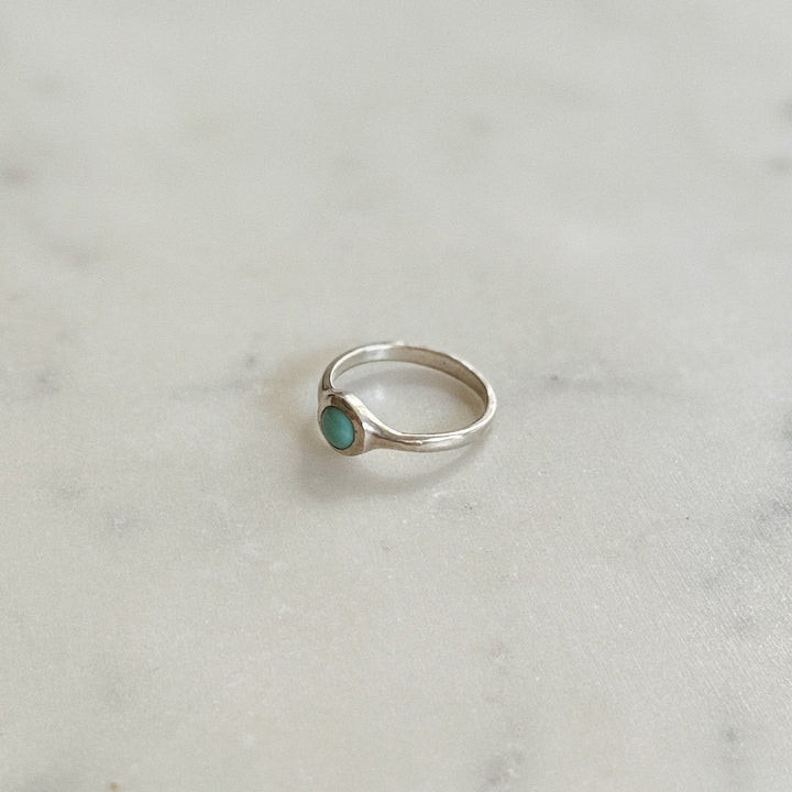 Silver Turquoise Gemstone Ring with Six Millimeter Stone | MIMOSA Handcrafted