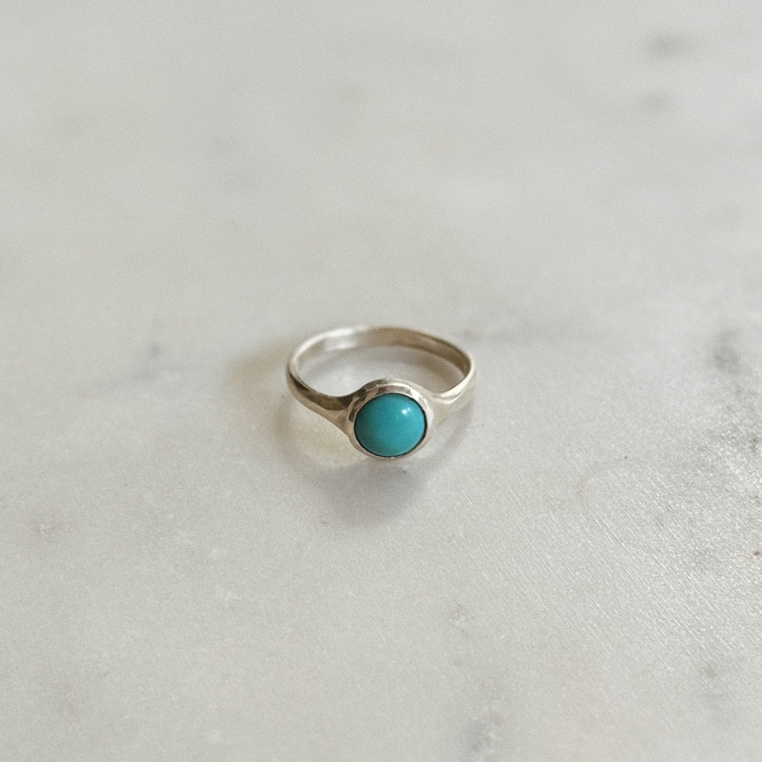 Silver Turquoise Gemstone Ring with Eight Millimeter Stone | MIMOSA Handcrafted