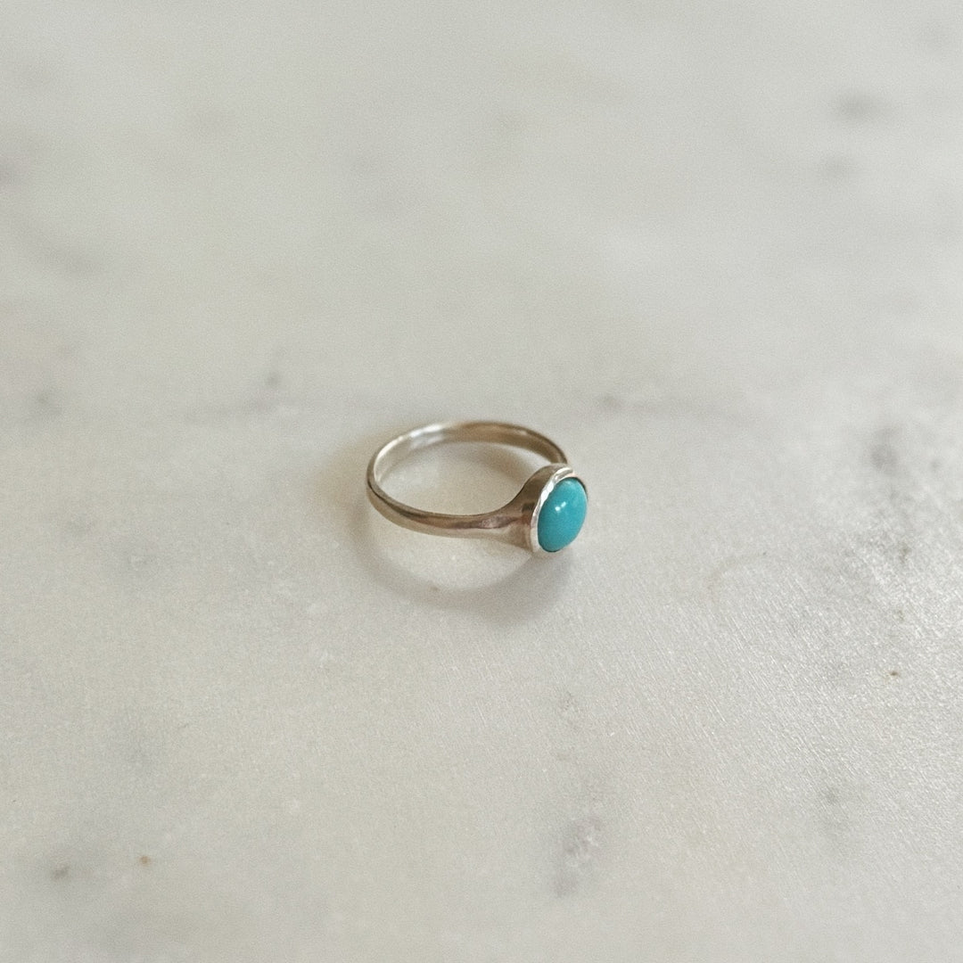 Silver Turquoise Gemstone Ring with Eight Millimeter Stone | MIMOSA Handcrafted
