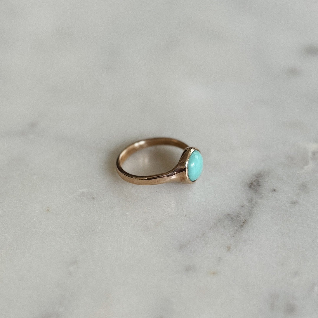 Bronze Turquoise Gemstone Ring with Eight Millimeter Stone | MIMOSA Handcrafted