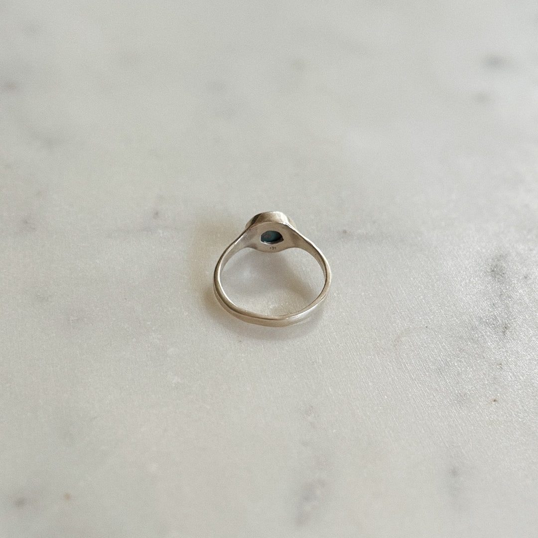 Silver Turquoise Gemstone Ring with Eight Millimeter Stone | MIMOSA Handcrafted