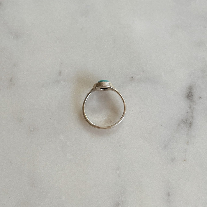 Silver Turquoise Gemstone Ring with Eight Millimeter Stone | MIMOSA Handcrafted