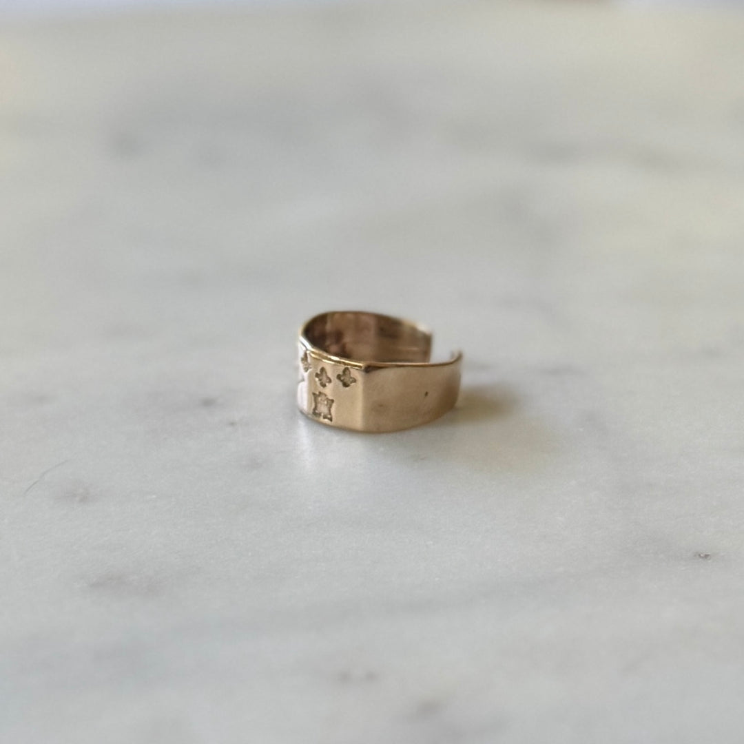 Bronze Acadian Flag Ring with Adjustable Band 
