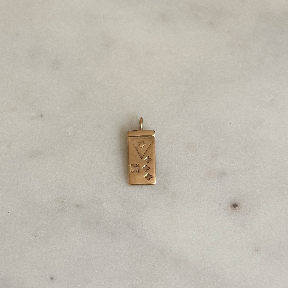 Handmade Bronze Pendant Stamped with the Acadian Flag