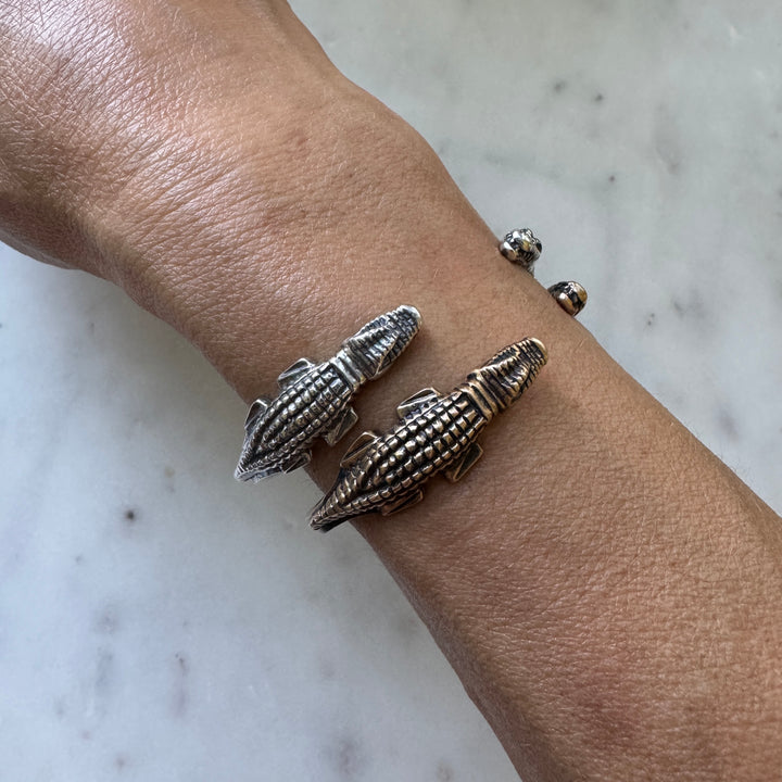 MIMOSA Handcrafted Louisiana Alligator Bracelets in Sterling Silver and Bronze