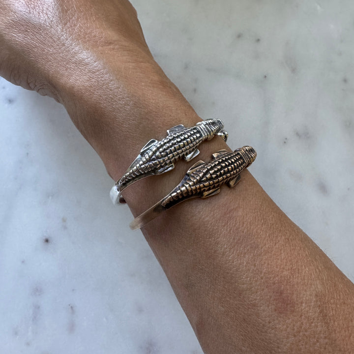 MIMOSA Handcrafted Louisiana Alligator Bracelets in Sterling Silver and Bronze