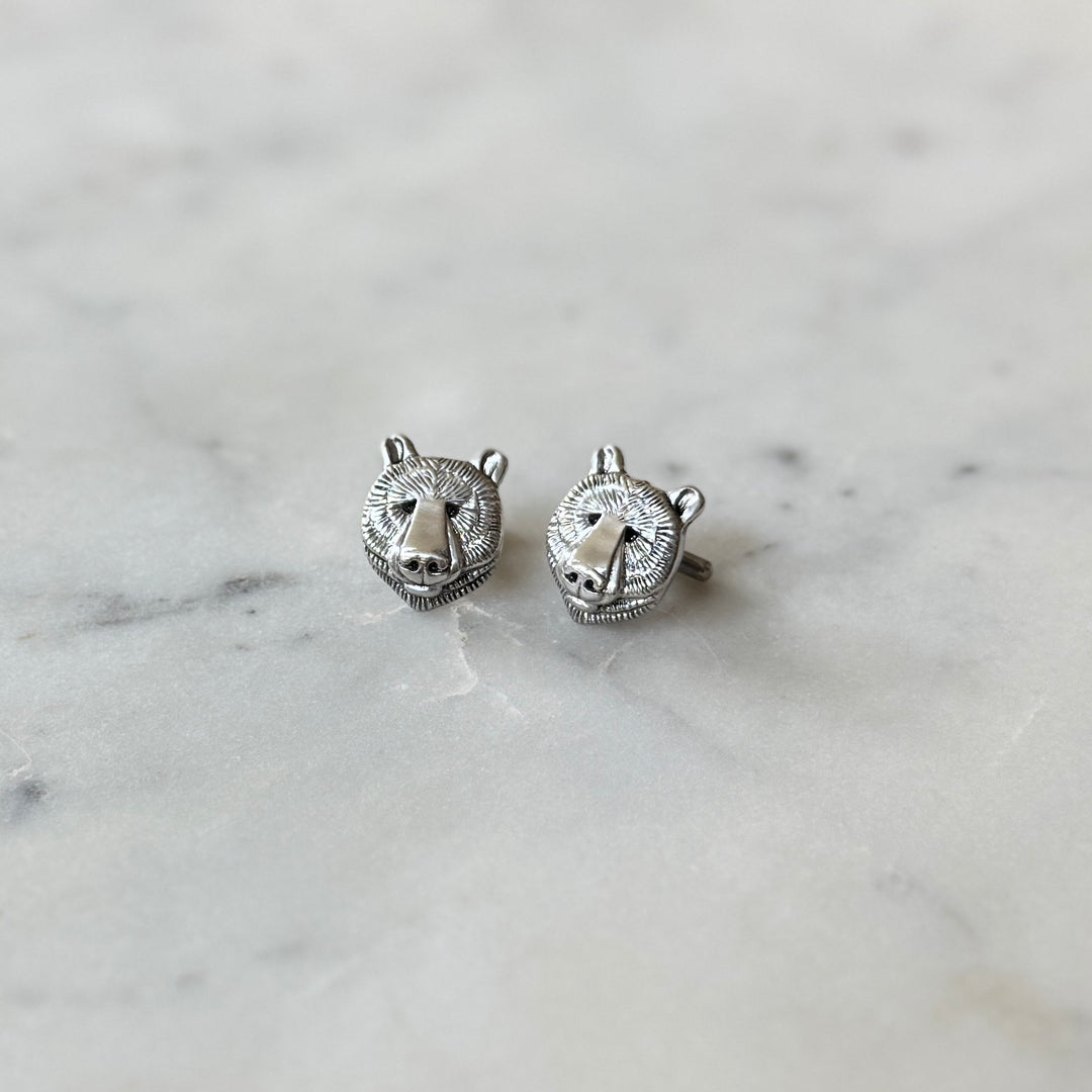 Two Sterling Silver Bear Head Shaped Cufflinks