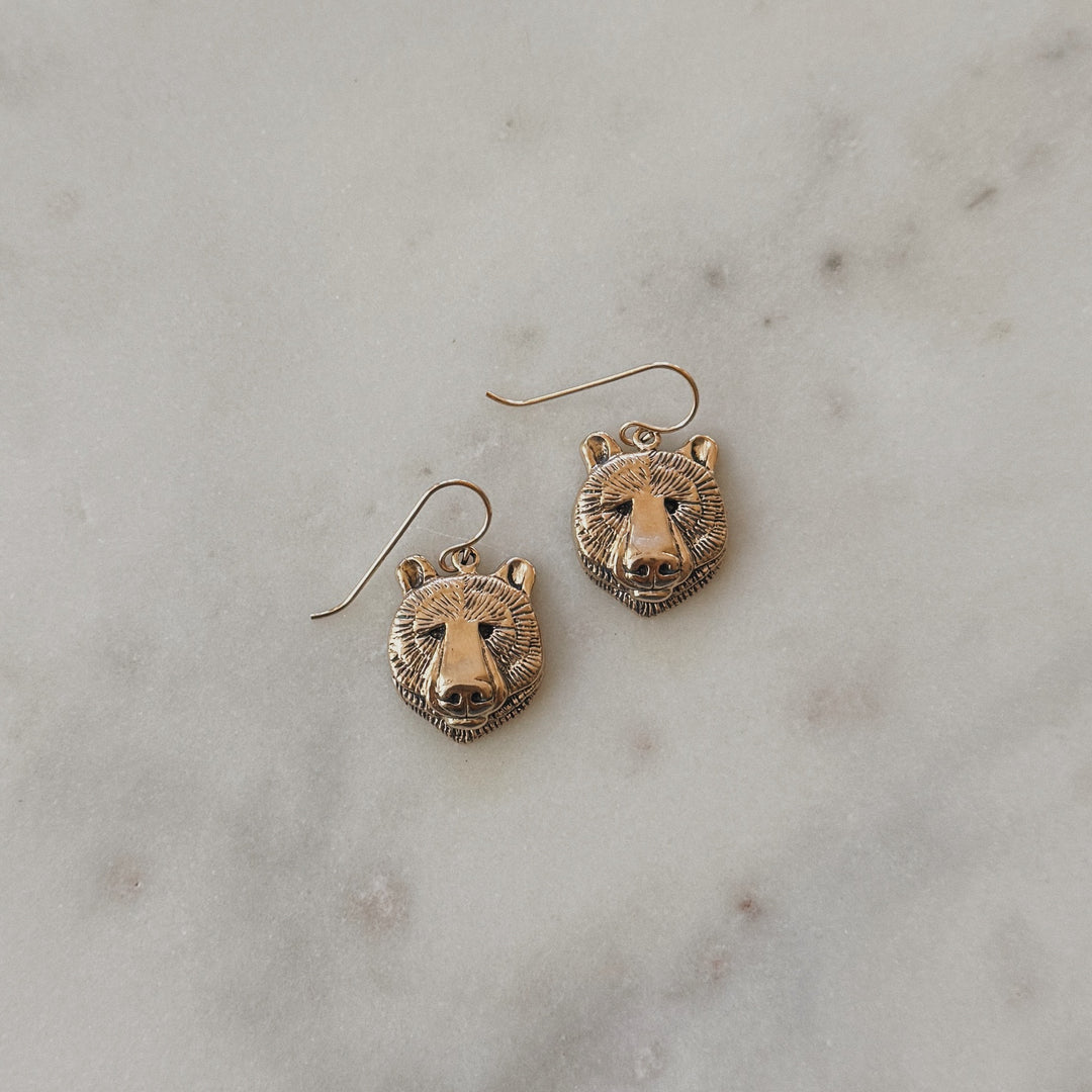 Bronze Bear Head Shaped Earrings