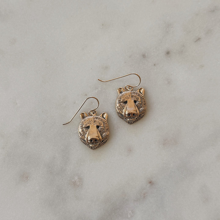 Bronze Bear Head Shaped Earrings