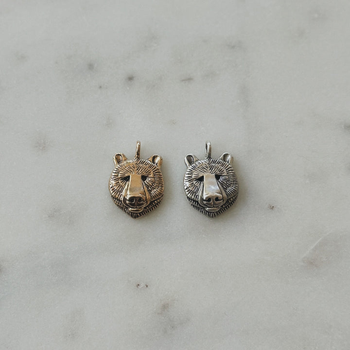 Bronze and Sterling Silver Bear Head Pendants