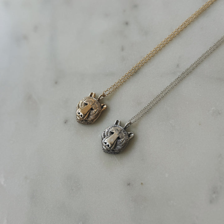 Bronze and Sterling Silver Bear Head Pendants