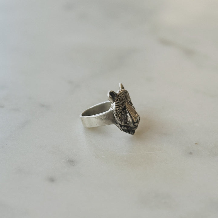 Bear Head Ring in Sterling Silver