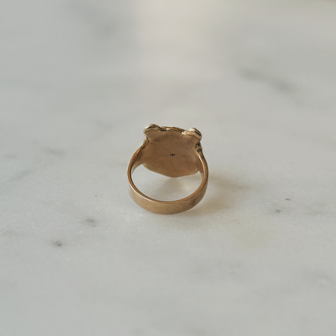 Bear Head Ring in Bronze